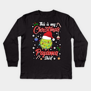 Funny Costume Family This is my Christmas Tennis Pajamas Kids Long Sleeve T-Shirt